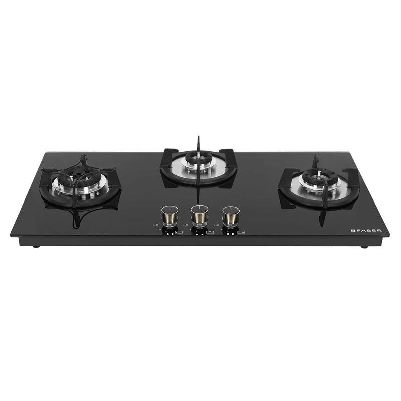 Faber Hob 90 cm 3 Burner|Auto-Ignition|Spillage Proof|Brass Burners|Metal Knobs|Pan Support|2yrs on Burner,5 Yrs Warrant