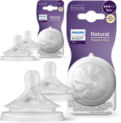 Philips Avent Natural Response Bottle Teat - 4 x Baby Bottle Flow 3 Teats for Babies Aged 1+ Months (SCY963/04)