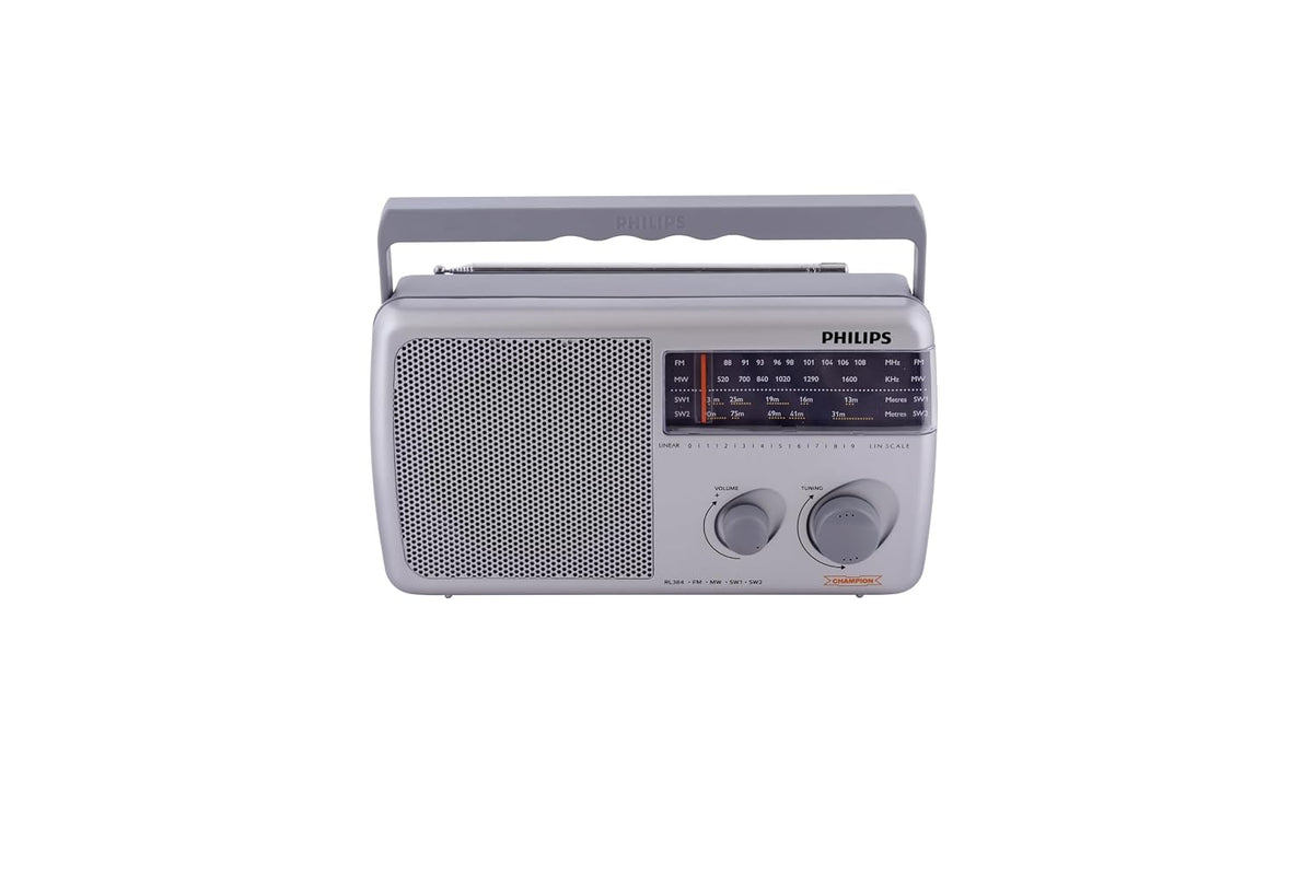 Philips Portable Radio RL384/94 with MW, SW & FM Band, 500mW RMS Sound Output, Telescopic Antenna
