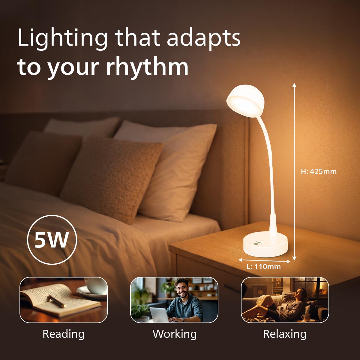 Philips 5W Lumos White LED Desk Light
