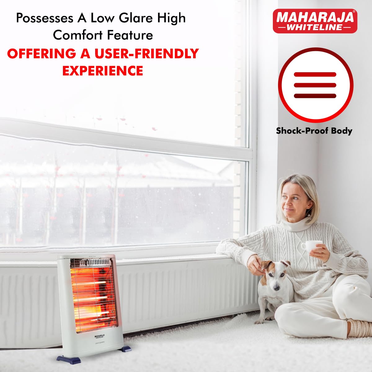Maharaja Whiteline Lava Quartz Adjustable Room Heater, 3 Quartz Heating Elements, 1200 watt - 1 Year Warranty (White)