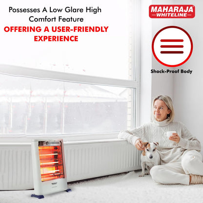 Maharaja Whiteline Lava Quartz Adjustable Room Heater, 3 Quartz Heating Elements, 1200 watt - 1 Year Warranty (White)