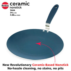 Hawkins Ceramic Nonstick Tava, 24 cm Diameter, Induction Paratha Tawa, Granite Griddle (ICT24)
