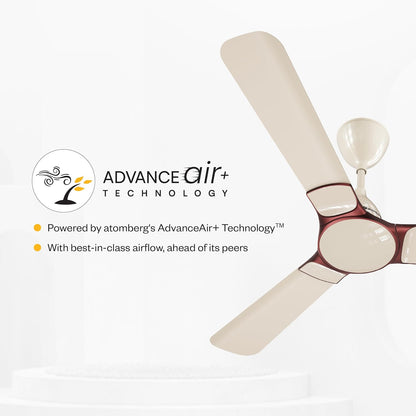 atomberg Erica Nuvo Regulator 1200mm BLDC Ceiling Fan | Newly Launched | Advance Air+ Technology | Award Winning Designer Fan | BEE 5 star | Low noise operation | 3 Years Warranty (Seasand Ivory)