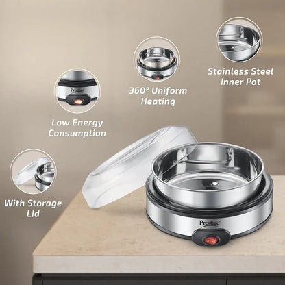 Prestige Electric Yoghurt Maker with Storage Lid| Stainless Steel Inner Pot| Low Energy Consumption| 360 Degree Uniform Heating| PYM 02