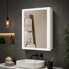 Plantex Bathroom Cabinet with Mirror/ABS Bathroom Storage Cabinet/Wall Mounted Bathroom Cabinet/Mirror with Storage for Bathroom(14x18 Inch, White)-1