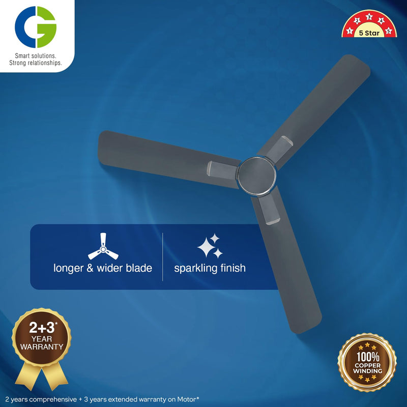 CG Elegance BLDC 1200 mm Decorative Ceiling Fan | 5 Star (Graphite Grey)-4