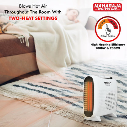 Maharaja Whiteline Flare Evo Room Heater | 2 Heating Element | 2000W - 1 Year Warranty (Grey & Black)