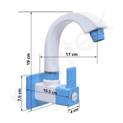 Plantex ABS Plastic ES-115 Single Lever Sink Cock 360 Degree Swivel Spout for Kitchen Faucet/Water Saving Aerator with Plastic Flange (Blue & White)-4