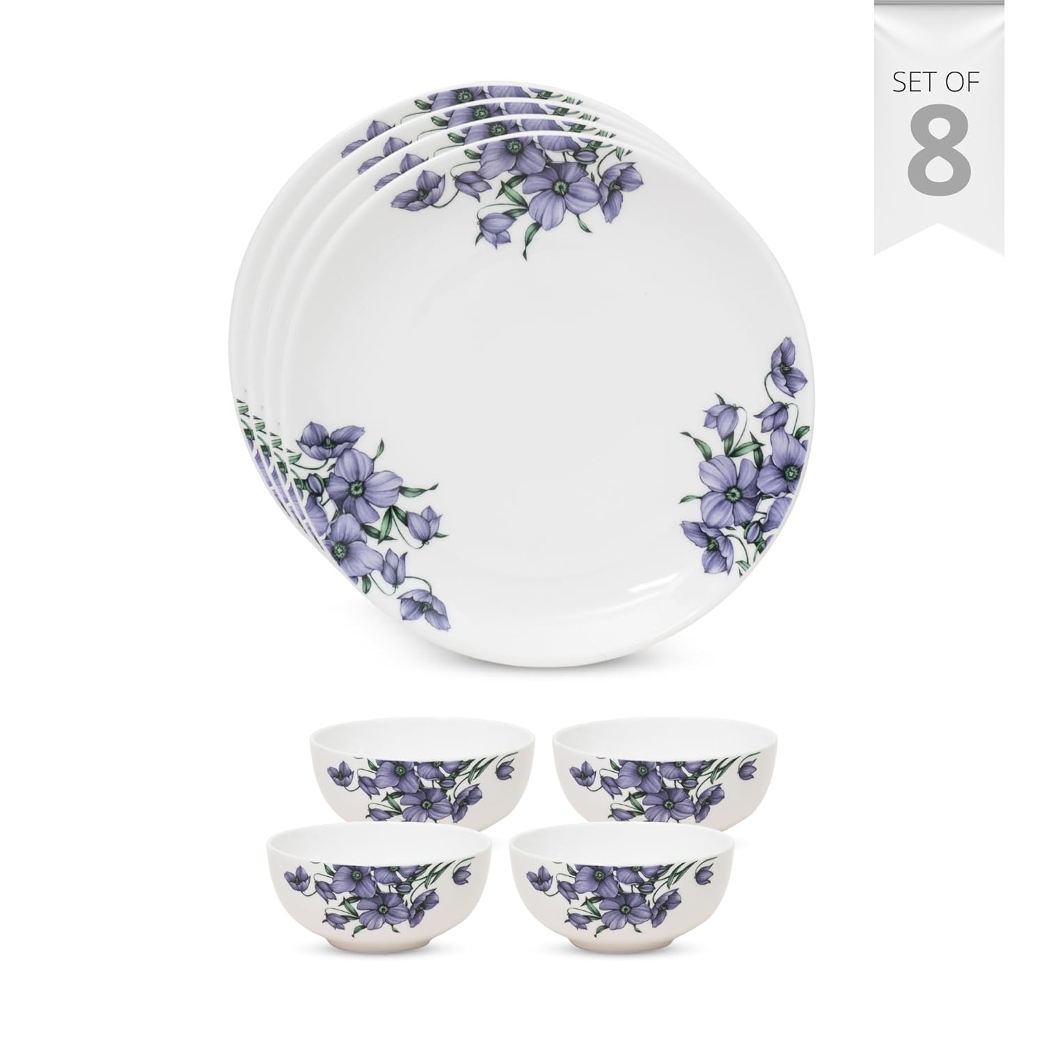 Clay Craft Fine Ceramic Eco Dinner Set, Enchanting Gold, for Family of 4, Dinner Set Ceramic, Crockery Set, Dining Set for Dinner, Crockery Set for Gift, Kitchen Set (ECO6, 8 Pieces)