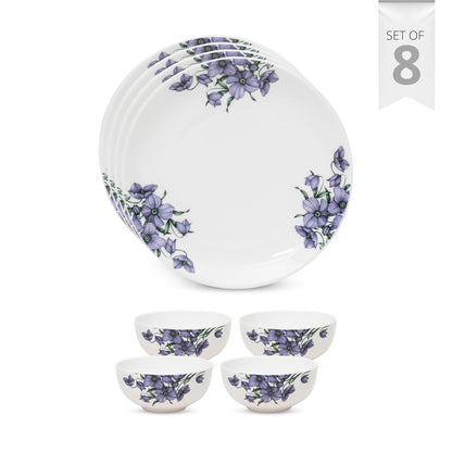 Clay Craft Fine Ceramic Eco Dinner Set, Enchanting Gold, for Family of 4, Dinner Set Ceramic, Crockery Set, Dining Set for Dinner, Crockery Set for Gift, Kitchen Set (ECO6, 8 Pieces)