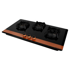 Faber Hobtop Utopia HT903 CRS BR CI AI 3 Brass Burner Auto Ignition Glass Cooktop, Black