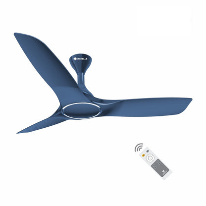 Havells Stealth Air BLDC 1200mm Ceiling Fan| Upto 55% Energy Saving| Silent & Premium| 5 stars Rating| 100% Copper Motor| RF Remote, Memory Backup, Timer| (Indigo Blue, Pack Of 1)