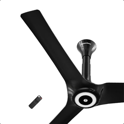 atomberg Aris Starlight BLDC Ceiling Fan 1200mm Best-in-class Air Delivery Smart IoT Remote Silent Operation LED Underlight Award Winning Design BEE 5star 3 Year Warranty Stellar Black