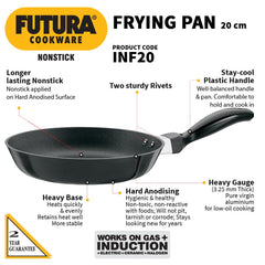 Hawkins Futura 20 cm Frying Pan, Non Stick Fry Pan, Induction Fry Pan, Small Frying Pan, Black (INF20)