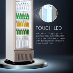 Haier HVC 405 GT5, 5 Star, Touch LED Visi Cooler Glass Door, Adjustable Shelves, Single Door Commercial Refrigerator (360 L, White)