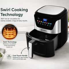 Faber 6L 1500W Digital Air Fryer | Fry, Bake, Roast, Toast, Defrost, Grill & Reheat | 85% Less Oil, 360° Air Cooking|8-P