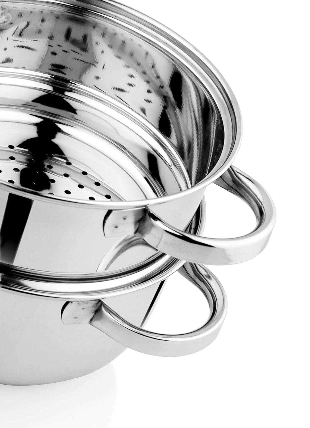 Pigeon by Stovekraft Steel X Steamer Stainless Steel Induction Base, Modak Maker/Momo Maker, Dual Compartment With Glass