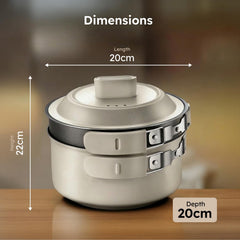 Prestige Electric Omnipot | 1000W Electric Cooking Pan & Fry Pan with Lid | Steam Vent | Temperature Control Slider | Cool-Touch Foldable Handles | Detachable Power Cord | Compact Design | 1Y Warranty