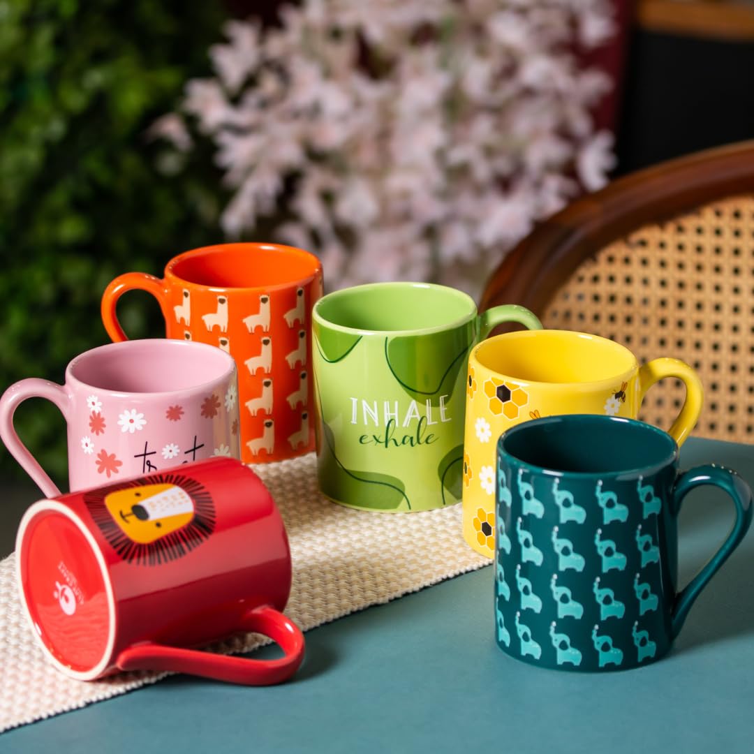 Clay Craft Fine Ceramic Pebble Series Coffee Mug 350ml Yellow – Bee Sweet Like Honey Print, Stylish Tea & Coffee Cup, Microwave & Dishwasher Safe, For Home,Office,Café,Gifting, Daily Use,Hot Chocolate