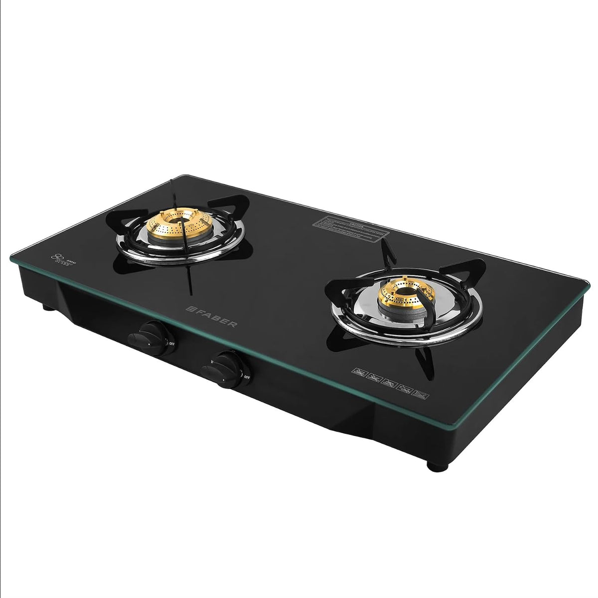 Faber Jumbo 2 Burner Black Cooktop with Glass Top| Brass Burners | Easy to clean | 2 Years comprehensive Warranty | 5 Ye