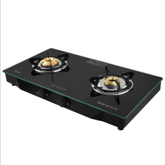 Faber Jumbo 2 Burner Black Cooktop with Glass Top| Brass Burners | Easy to clean | 2 Years comprehensive Warranty | 5 Ye