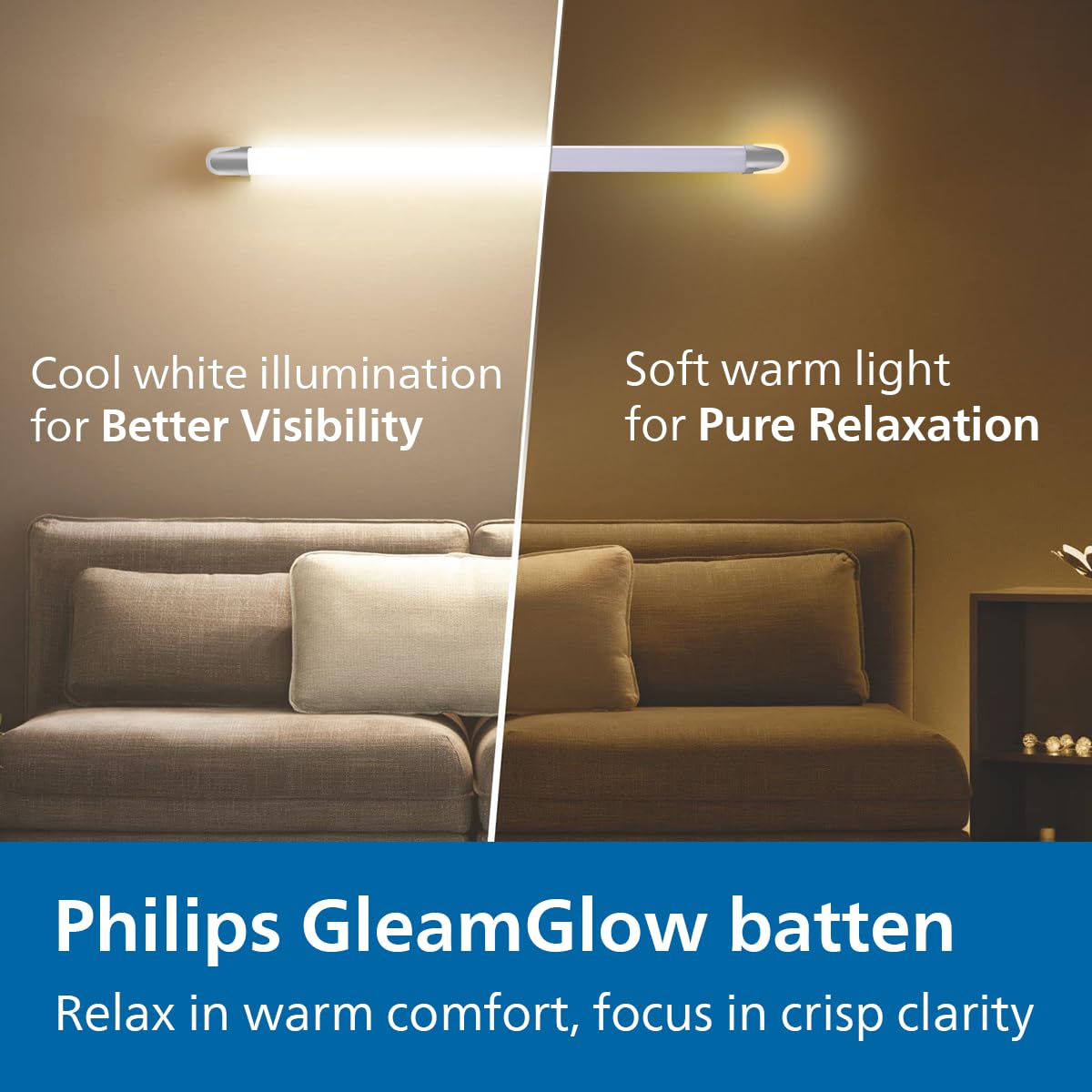 Philips Gleam Glow 30W LED Batten Light WW + WW