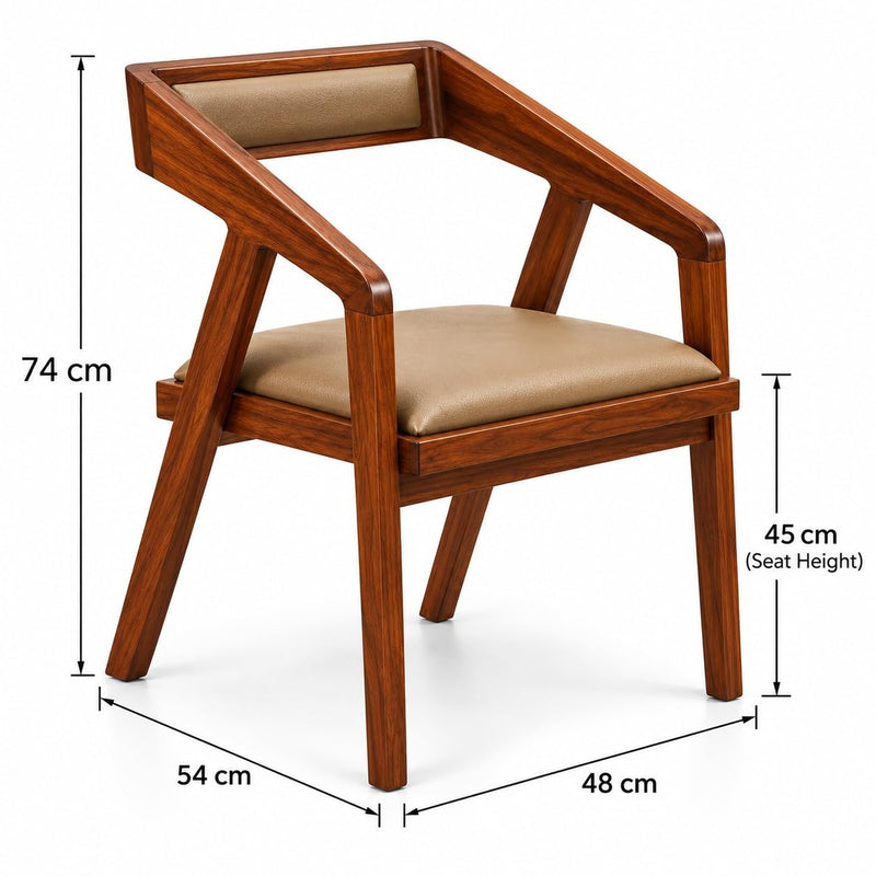 Set of 2 Solid Wood Accent Chairs with Camel Cushion Seat, Modern Cafe Arm Chair for Home (Camel Set of 2)