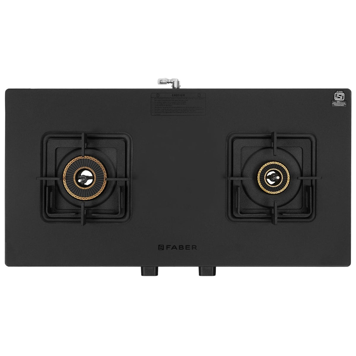 Faber 2 Burner 70Cm Cooktop |Auto Ignition| |Metal Knobs| MS Diamond coated Pan Support | Matt Black Glass Finish |5 Yrs