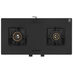 Faber 2 Burner 70Cm Cooktop |Auto Ignition| |Metal Knobs| MS Diamond coated Pan Support | Matt Black Glass Finish |5 Yrs