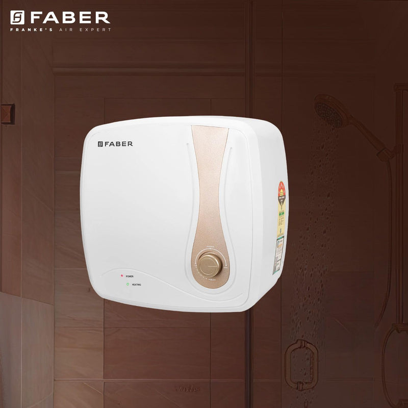 Faber Helios 15L Storage Water Heater | 5★ BEE | Auto Cutout | Warranty:5Y Tank,2Y Element & Product|8 Bar| Glassline Co