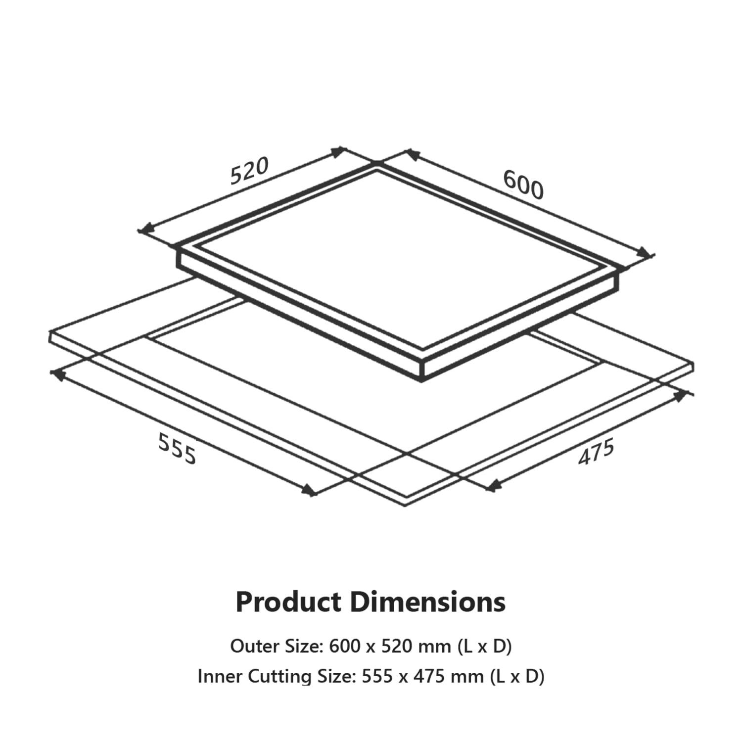 KAFF | ASHFORD Built-in Hob | 3 Burners Auto Electric Ignition 60 CM, Full Brass Burners with Flame Failure Device | 8 MM Thick Toughened Glass Black | ASF 603