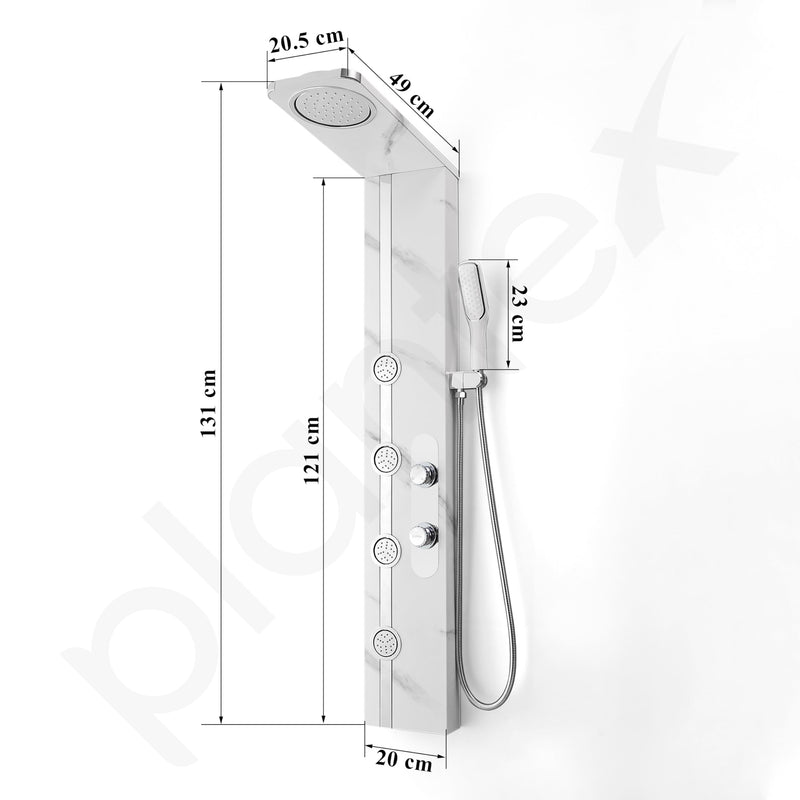 Plantex SS-304 Marble Textured Shower Panel for Bathroom with Showerhead/Hand Shower with Hose Pipe & Clamp/Body Massage Jets/Bathroom Shower System -(KM-8099)-3