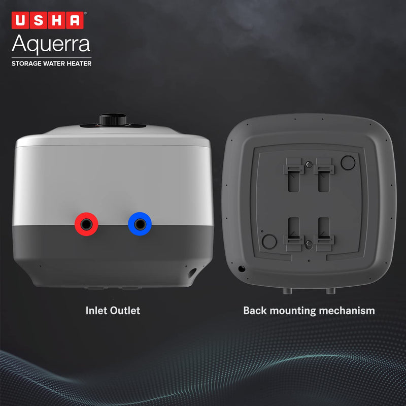 Usha Aquerra 10 Litre 5 Star Storage Water Heater (White), Wall Mounting