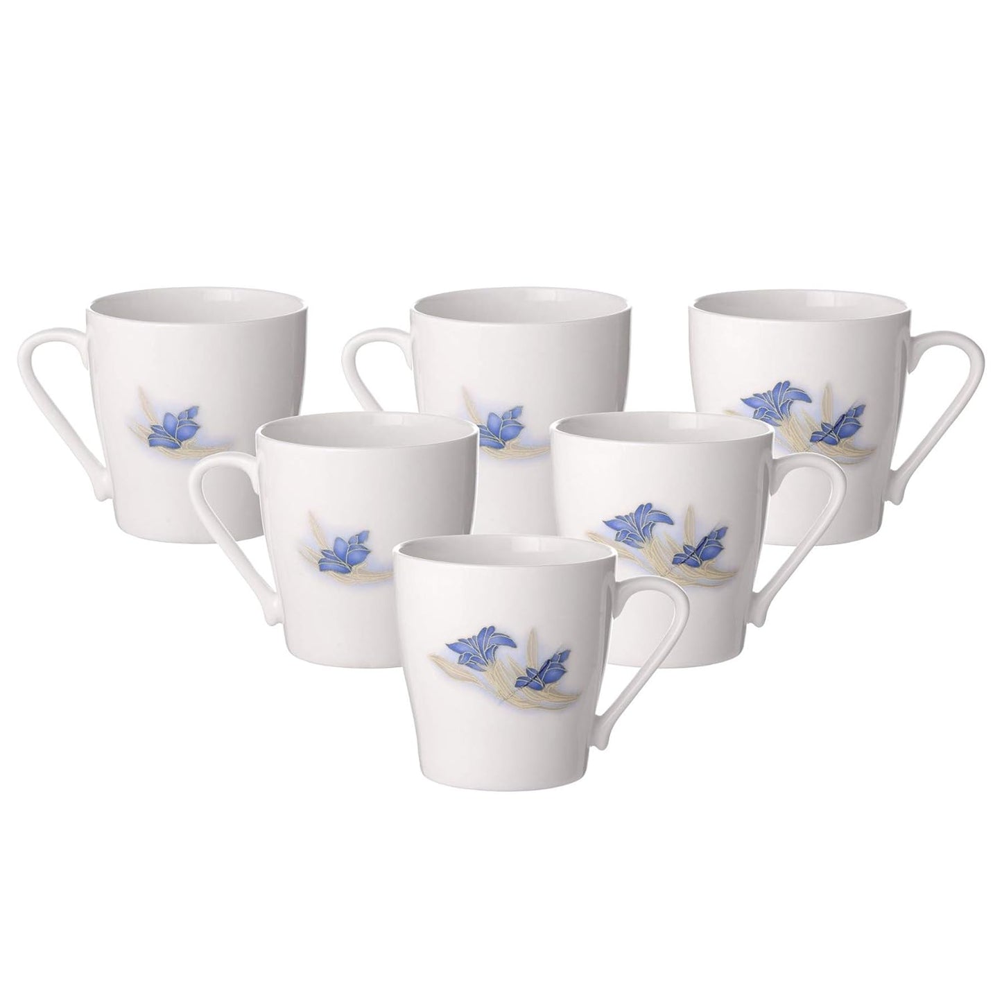 Clay Craft Bone China Multicolor Tea/Coffee Cup/Mugs (Set of 6 Cups) with Premium Design, Tea Cup Set of 6, Microwave & Dishwasher Safe, Mugs for Coffee, Cups Set of 6, Mug Set, Ideal for Gifting