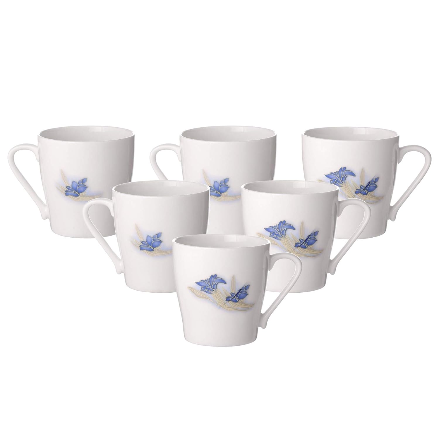Clay Craft Bone China Multicolor Tea/Coffee Cup/Mugs (Set of 6 Cups) with Premium Design, Tea Cup Set of 6, Microwave & Dishwasher Safe, Mugs for Coffee, Cups Set of 6, Mug Set, Ideal for Gifting