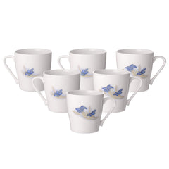 Clay Craft Bone China Multicolor Tea/Coffee Cup/Mugs (Set of 6 Cups) with Premium Design, Tea Cup Set of 6, Microwave & Dishwasher Safe, Mugs for Coffee, Cups Set of 6, Mug Set, Ideal for Gifting