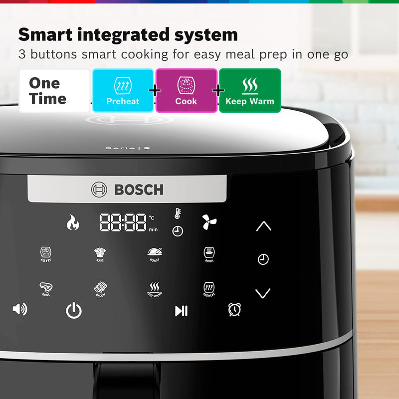 Bosch CrispMaxx Digital Air Fryer 4L | Touch Panel | Adjustable Grid | 6 Preset Menu | 1350w|Preheat and Keep Warm Funct