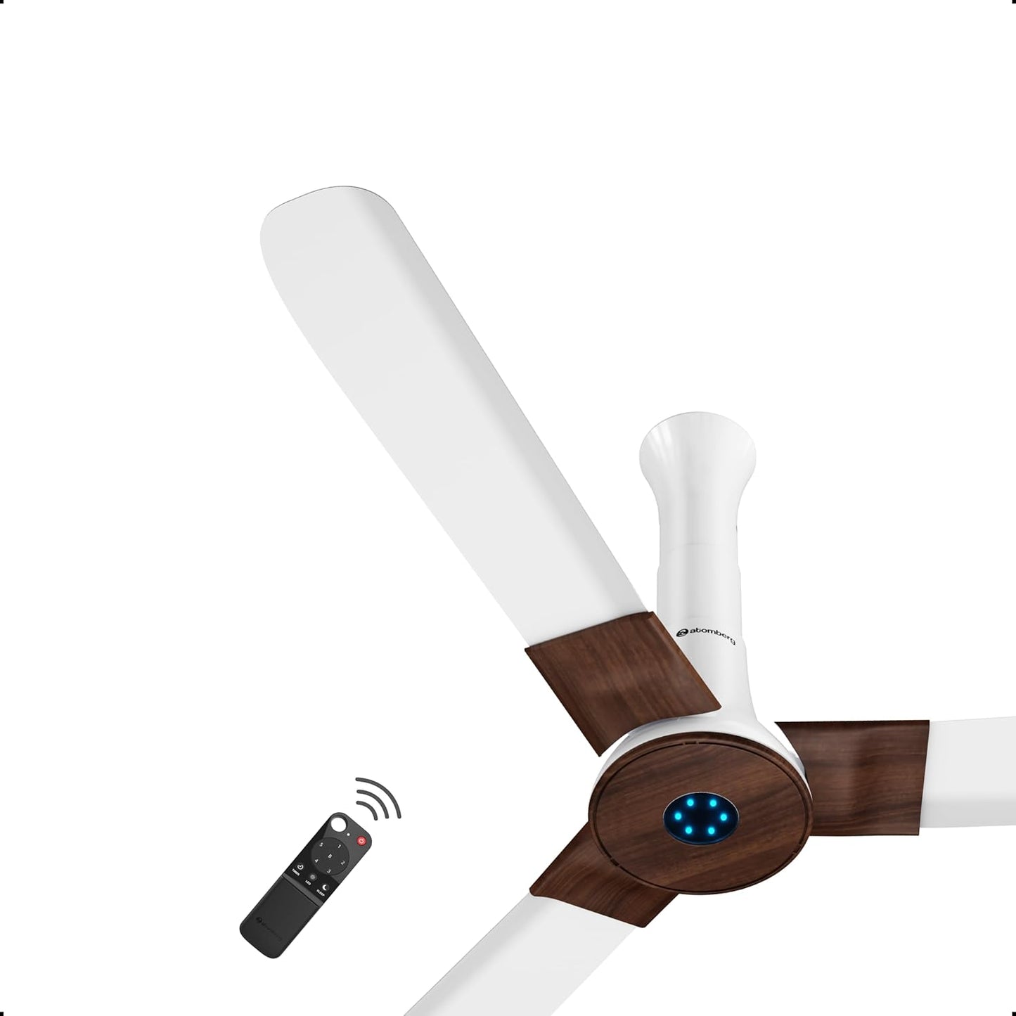 atomberg Studio+ 1200mm BLDC Ceiling Fan with Remote Control | BEE 5-star Energy Efficient | New Blade Design | High Air Delivery| LED Speed Indicator | Low noise | 3 Year Warranty| Dark Teakwood