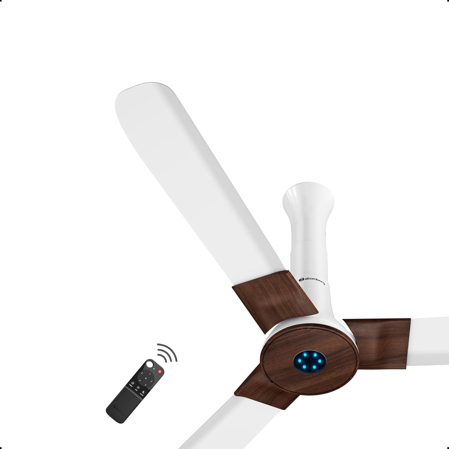 atomberg Studio+ 1200mm BLDC Ceiling Fan with Remote Control | BEE 5-star Energy Efficient | New Blade Design | High Air Delivery| LED Speed Indicator | Low noise | 3 Year Warranty| Dark Teakwood