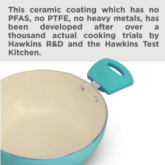 Hawkins 2 Litre Cook n Serve Casserole, Aqua Casserole with Glass Lid, Aqua Blue (IUC20G)