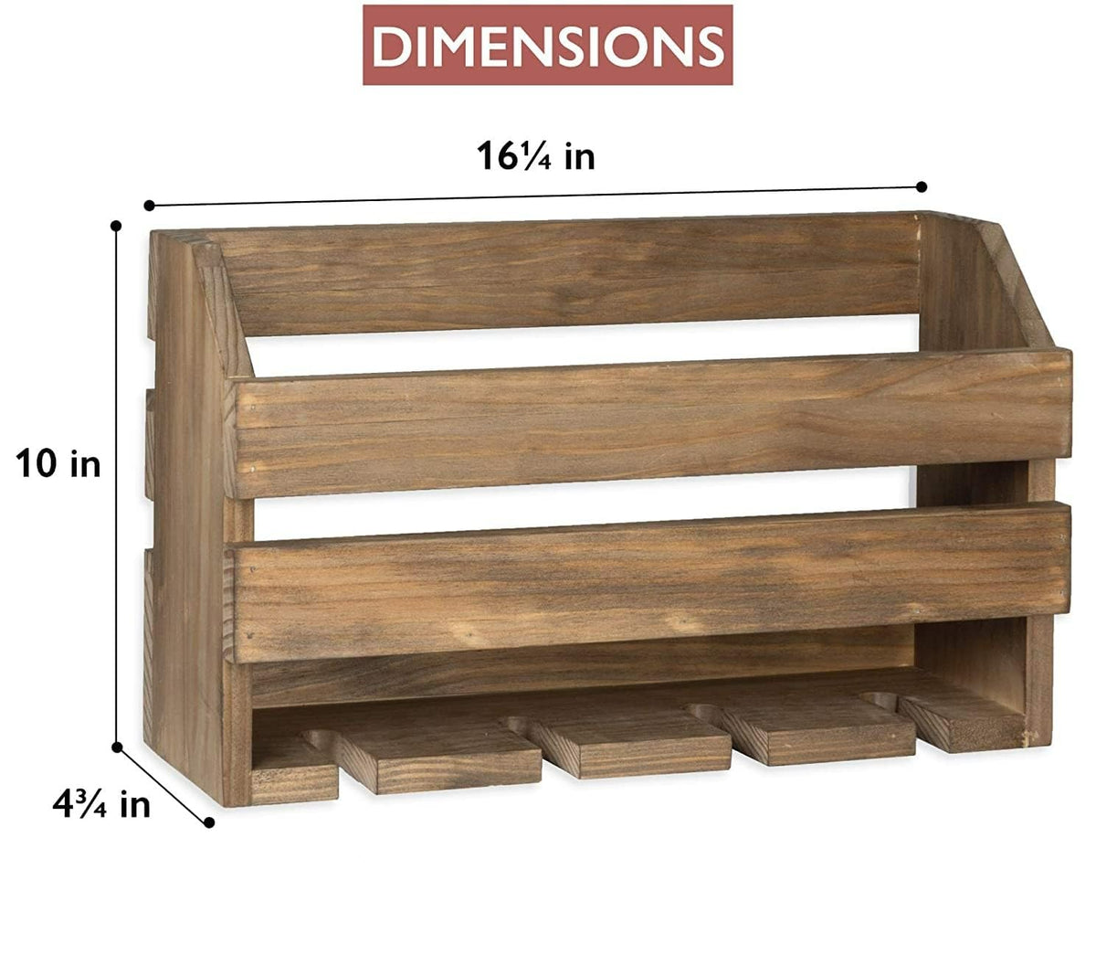 Rustic Wooden Wall Mounted Wine Rack - Wine Bottles & 4 Stemware Glass Holder for Home Bar Cabinet, Kitchen, Fa
