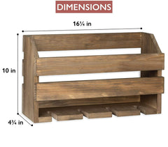 Rustic Wooden Wall Mounted Wine Rack - Wine Bottles & 4 Stemware Glass Holder for Home Bar Cabinet, Kitchen, Fa