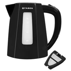 Faber Electric Kettle,FWK 1.7Litres BK boiler for Water,Transparent water gauge, detachable filter for easy cleaning, de