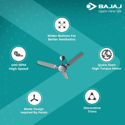 Bajaj Trendy Plus Ceiling Fan 1200 mm, Snowy White
