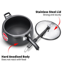 Hawkins 6.5 Litre Contura Black XT Pressure Cooker, Hard Anodised Inner Lid Cooker, Induction Cooker, Black (CXT65)