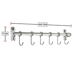 Plantex Anti Rust 304 Grade Stainless Steel Hook Hanger Rail/Clothes Hanger for Wall/Hook Rail for Bathroom and Kitchen (Silver)-3