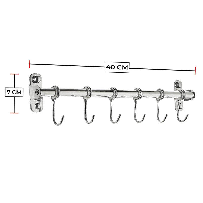 Plantex Anti Rust 304 Grade Stainless Steel Hook Hanger Rail/Clothes Hanger for Wall/Hook Rail for Bathroom and Kitchen (Silver)-3