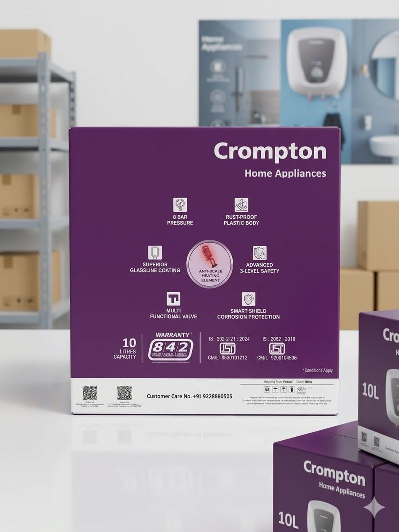 Crompton Versa DLX Aswh-6710 10 L 5 Star Rates Storage Wall Water Heater(Geyser) With Free Installation (Superior Glasslined Technology, Anti Scale (ASWH-6710 (Versa Dlx)))-5