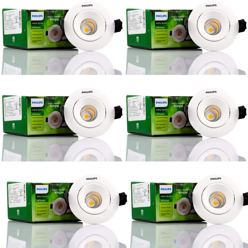 Philips Astra Spots 3-Watt LED COB Lights (Warm White), Pack of 6